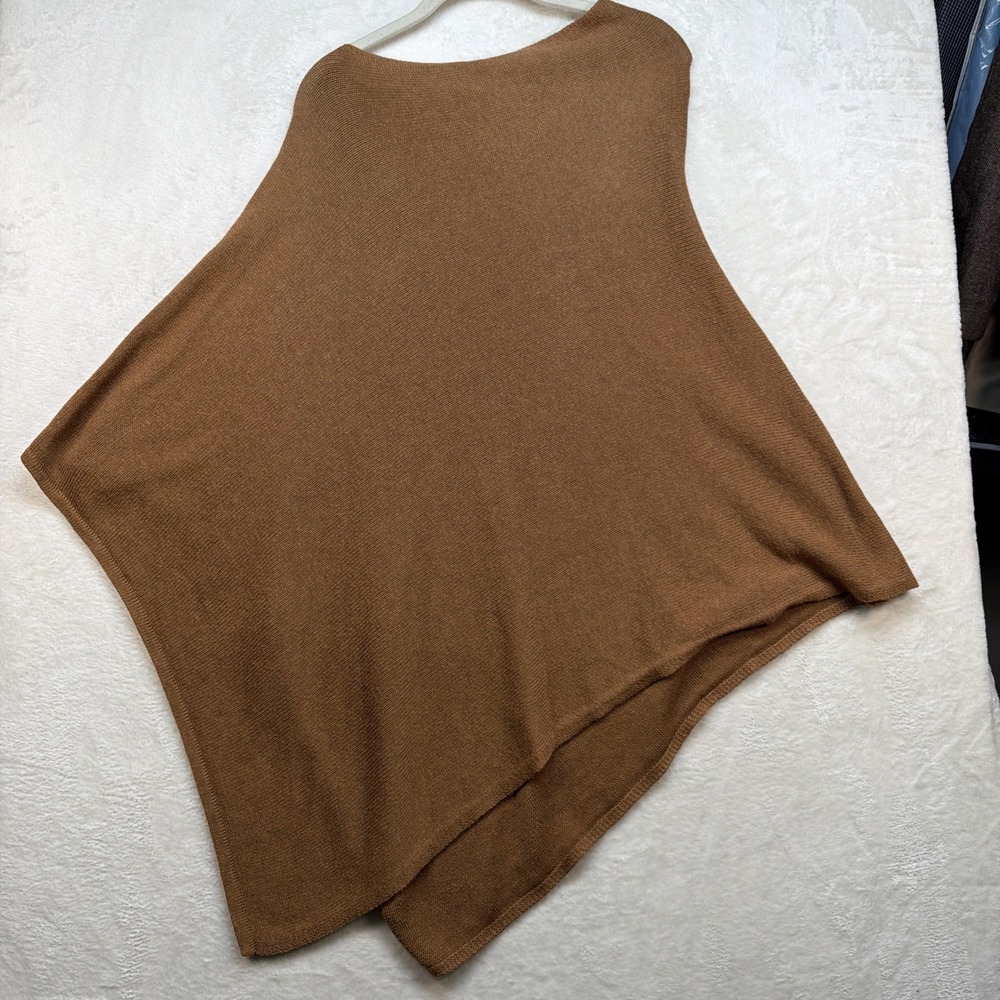 J Crew Cashmere Blend Poncho Womens Brown Knit Shawl Wrap One Size - Picture 8 of 9